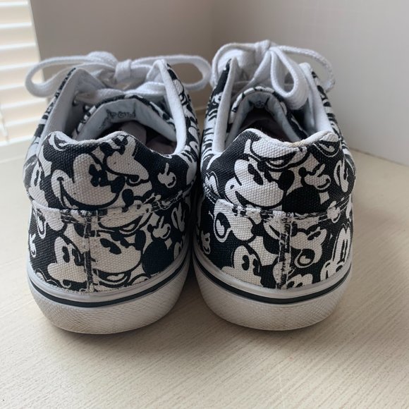 Disney Mickey Mouse Black and White Canvas Sneakers Size 8 - Picture 3 of 5
